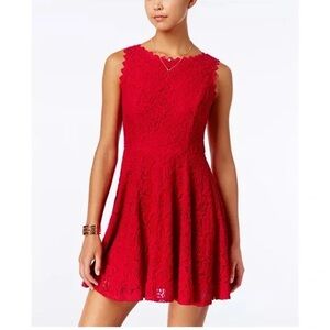 City Studio Red Lace Dress